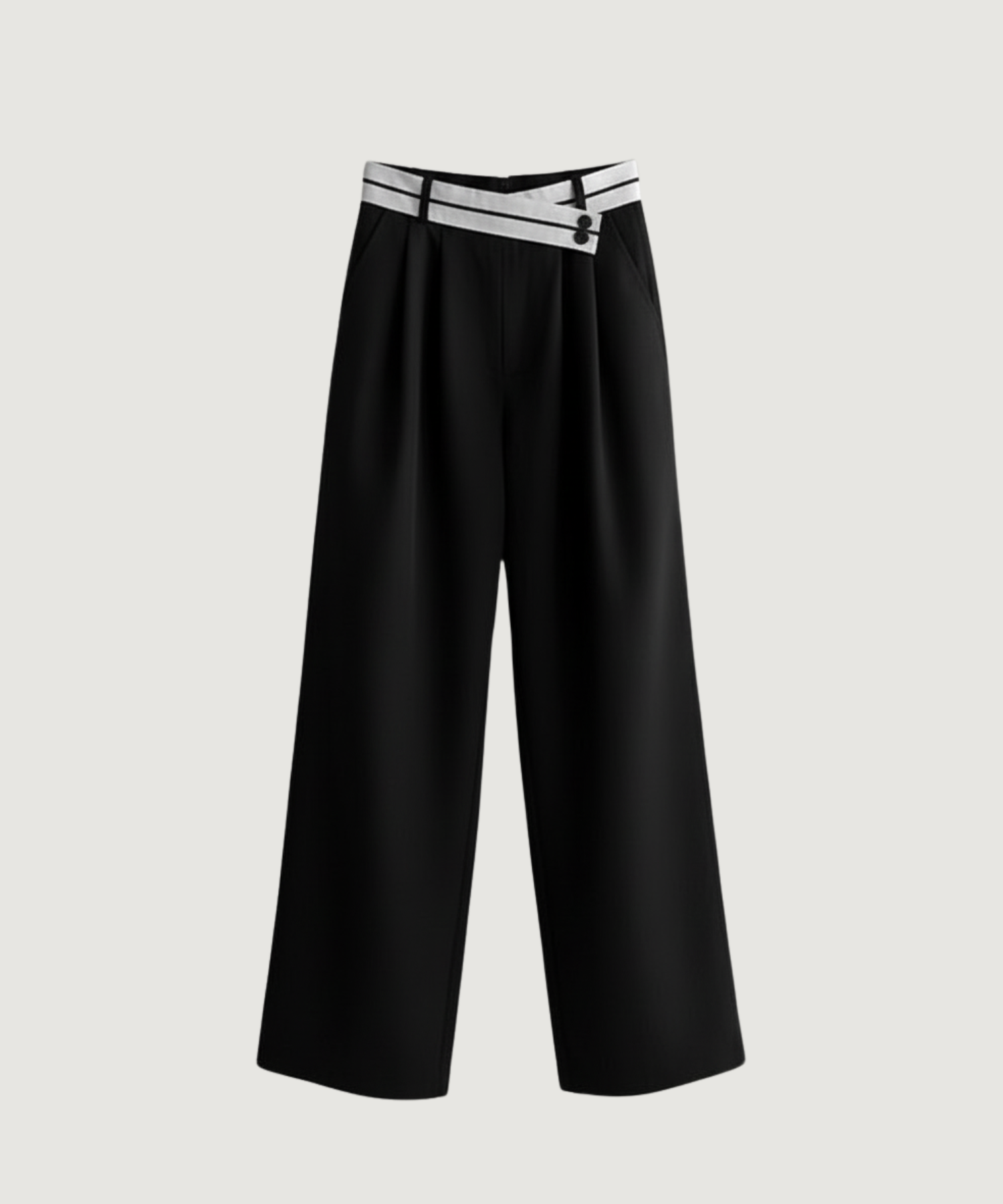 Pantalón ancho con cinturilla asimétrica