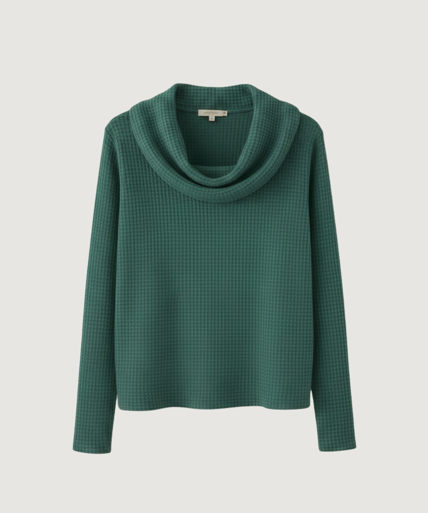 Amber – Jersey térmico de punto waffle con cuello drapeado