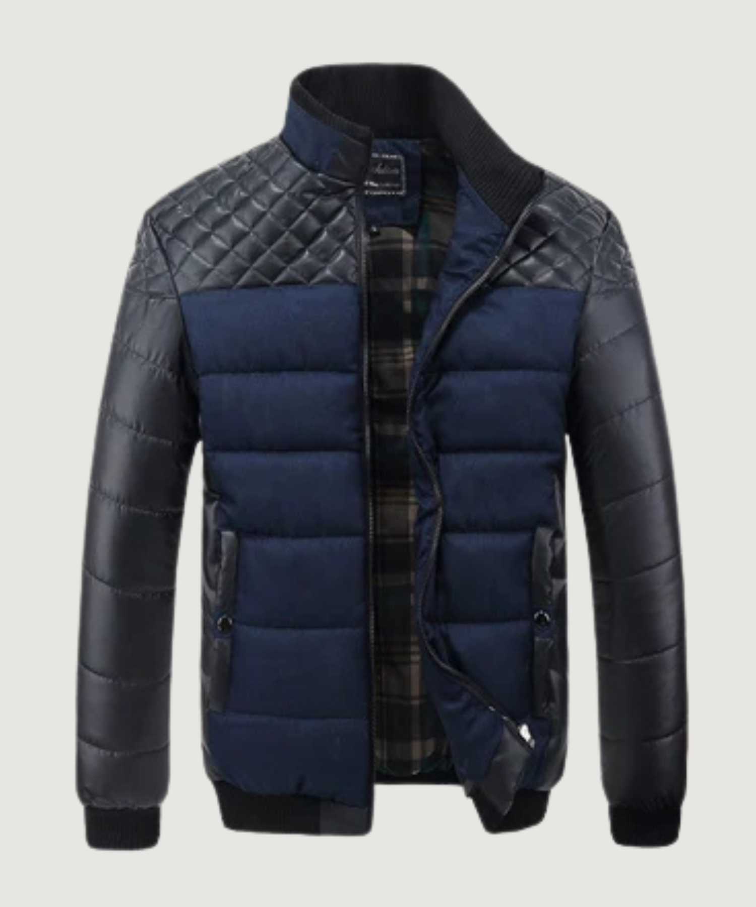Aldrin | Chaqueta Acolchada de Invierno con Diseño Patchwork en PU